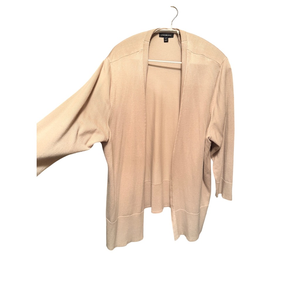 Lane Bryant Women Tan Beige Open Front Cardigan Knit Sweater Size 18/20
